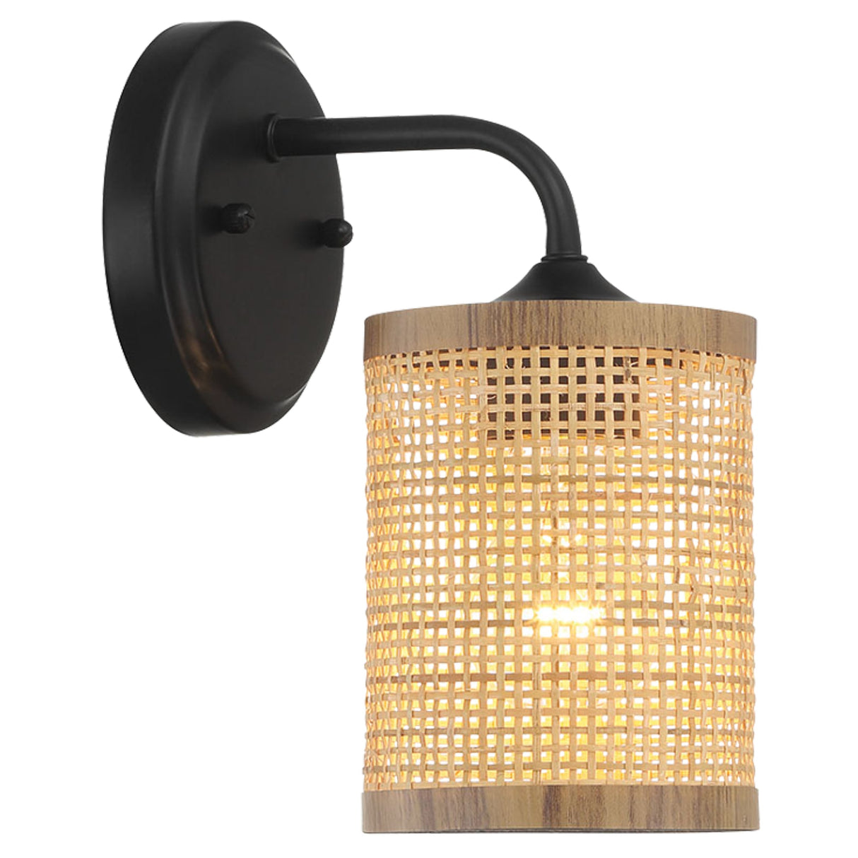 Reef 1-Light Rattan Wall Sconce with Black Metal Finish by Ashcroft Furniture at Eve Furniture