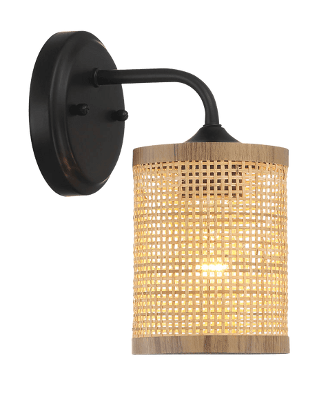 Reef Single Lights Wall Sconce With Natural Rattan Shade Rustic Wicker Wall Light