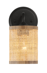 Reef Single Lights Wall Sconce With Natural Rattan Shade Rustic Wicker Wall Light