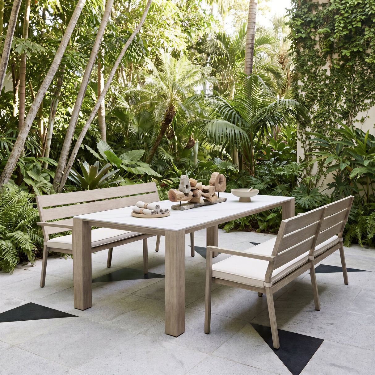 Reefline Gray Outdoor Bench (Set of 2) by Zuomod at Eve Furniture