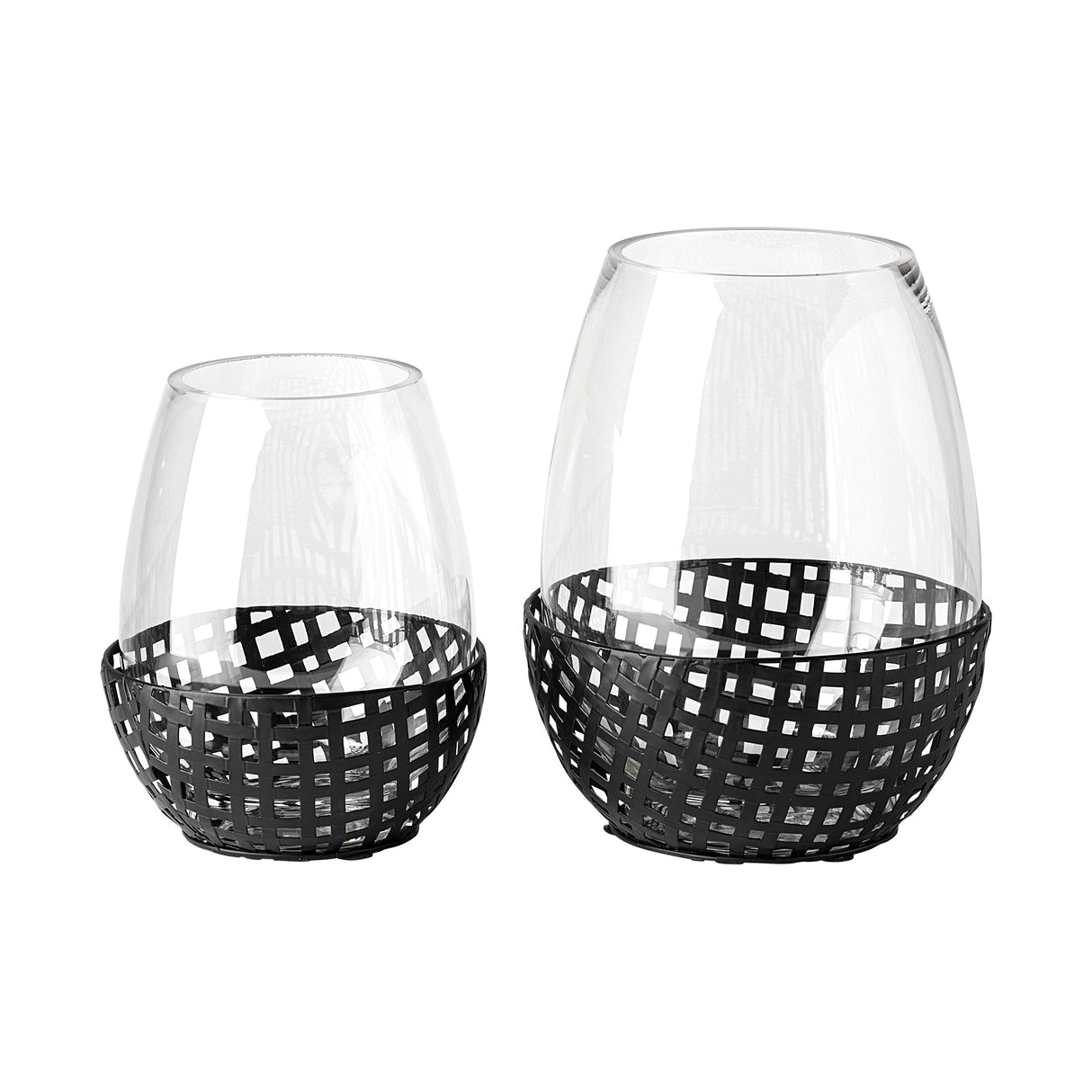 Reena I Small Black Woven Metal Base Table Candle Holder by Mercana at Eve Furniture