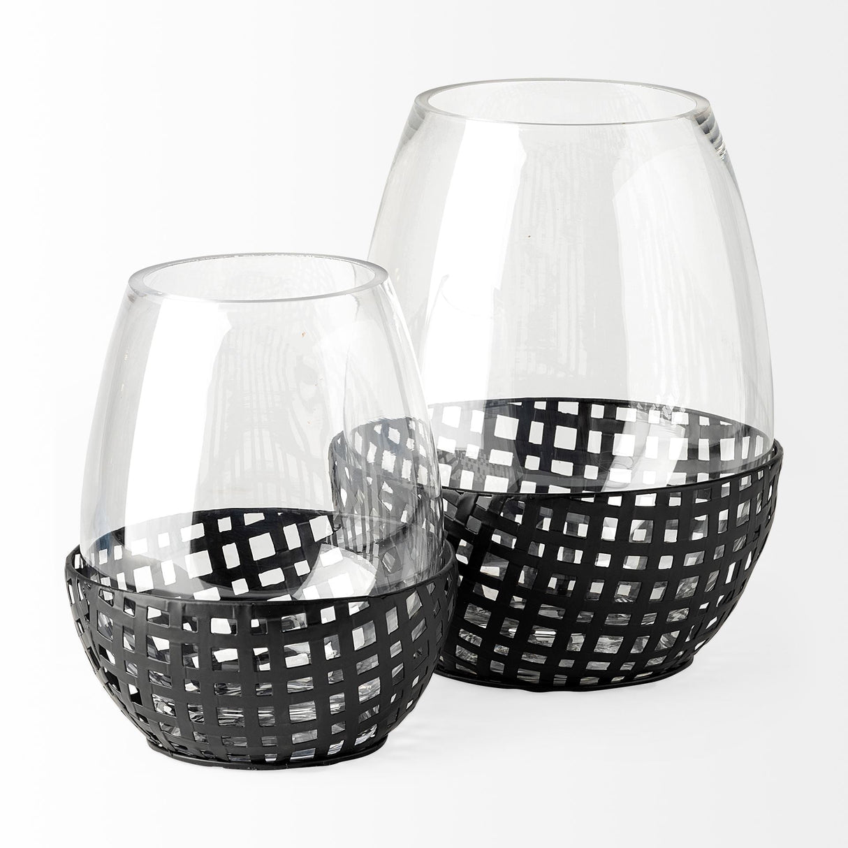 Reena I Small Black Woven Metal Base Table Candle Holder by Mercana at Eve Furniture