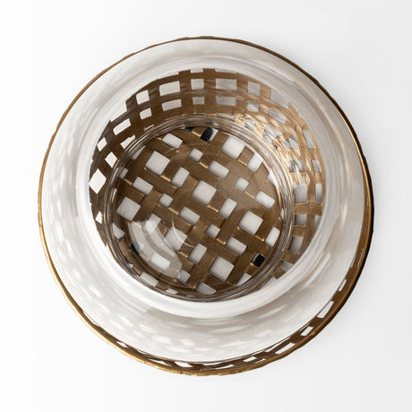 Reena I Small Gold Woven Metal Base Table Candle Holder by Mercana at Eve Furniture