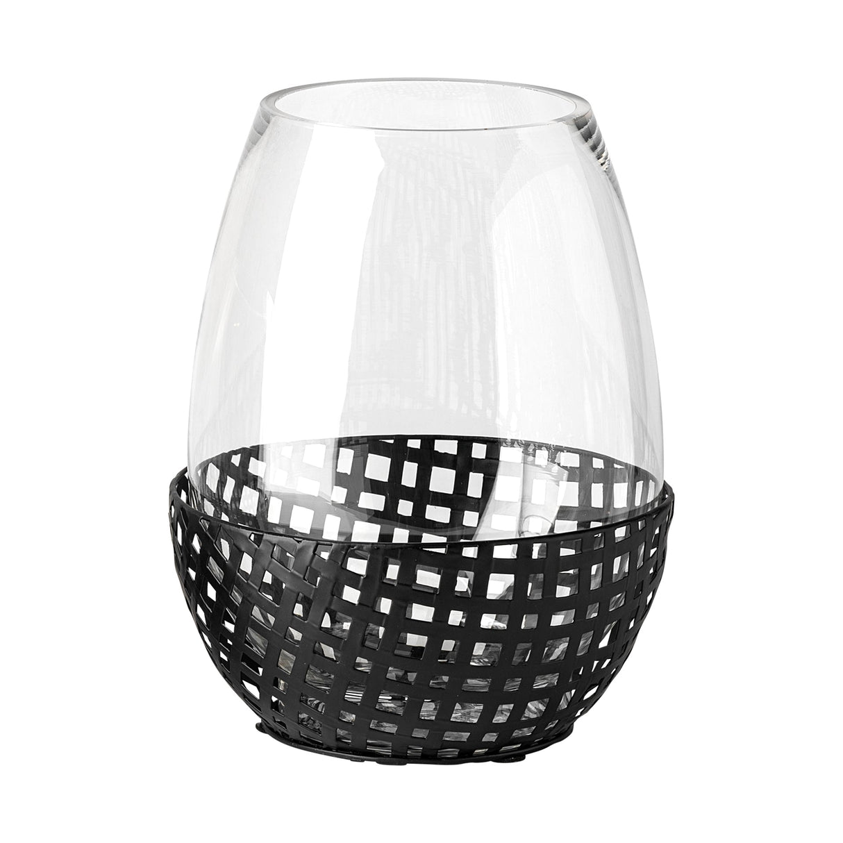 Reena II Large Black Woven Metal Base Table Candle Holder by Mercana at Eve Furniture