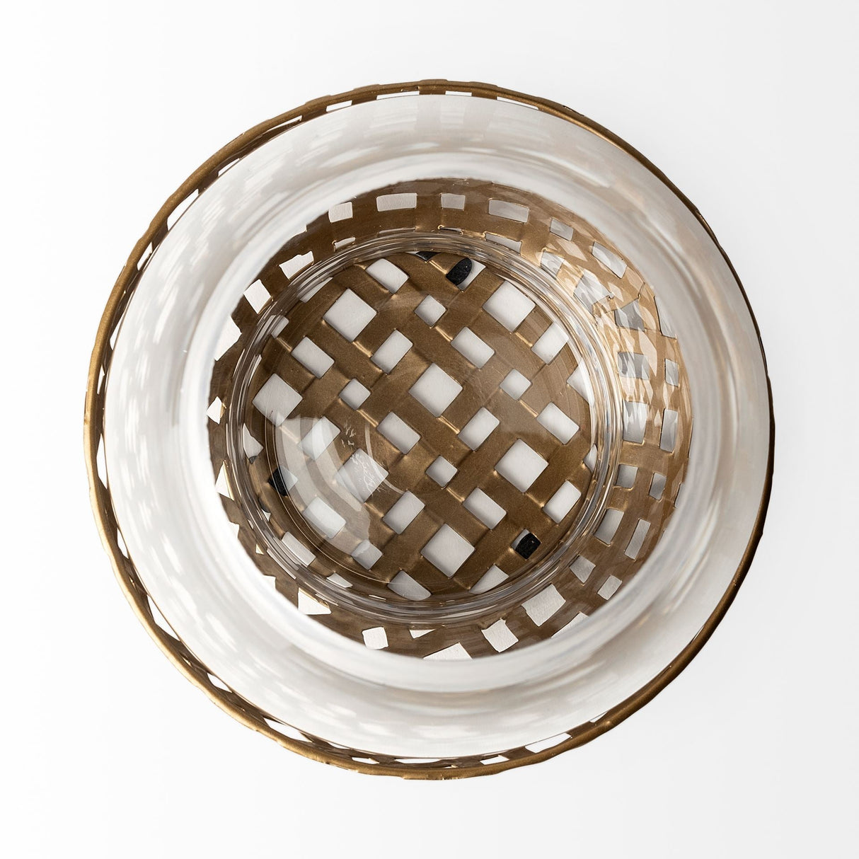 Reena II Large Gold Woven Metal Base Table Candle Holder by Mercana at Eve Furniture
