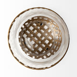 Reena II Large Gold Woven Metal Base Table Candle Holder by Mercana at Eve Furniture