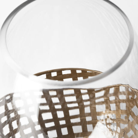 Reena II Large Gold Woven Metal Base Table Candle Holder by Mercana at Eve Furniture