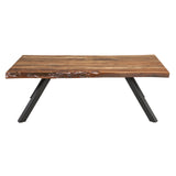 Reese Live Edge Solid Wood Metal Leg Coffee Table in Natural Acacia by Modus Furniture at Eve Furniture