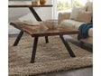 Reese Live Edge Solid Wood Metal Leg Coffee Table in Natural Acacia by Modus Furniture at Eve Furniture