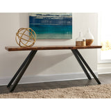 Reese Live Edge Solid Wood Metal Leg Console Table in Natural Acacia by Modus Furniture at Eve Furniture