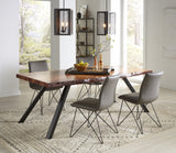 Reese Live Edge Solid Wood Metal Leg Dining Table in Natural Acacia by Modus Furniture at Eve Furniture