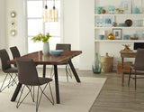 Reese Live Edge Solid Wood Metal Leg Dining Table in Natural Acacia by Modus Furniture at Eve Furniture