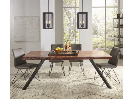Reese Live Edge Solid Wood Metal Leg Dining Table in Natural Acacia by Modus Furniture at Eve Furniture