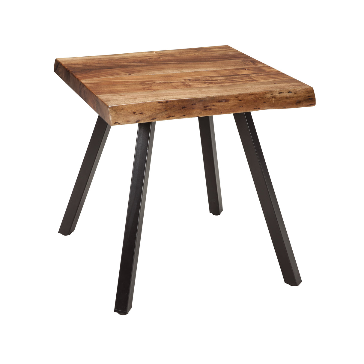 Reese Live Edge Solid Wood Metal Leg End Table in Natural Acacia by Modus Furniture at Eve Furniture
