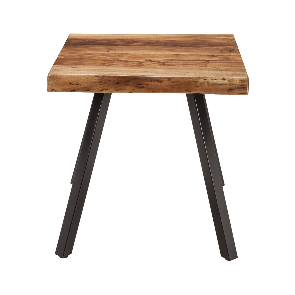 Reese Live Edge Solid Wood Metal Leg End Table in Natural Acacia by Modus Furniture at Eve Furniture