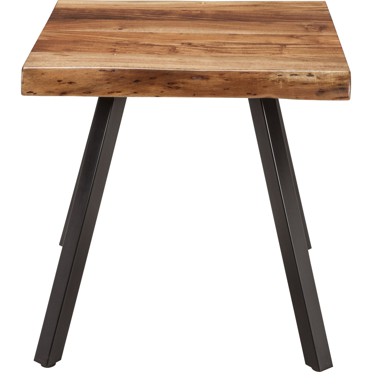 Reese Live Edge Solid Wood Metal Leg End Table in Natural Acacia by Modus Furniture at Eve Furniture