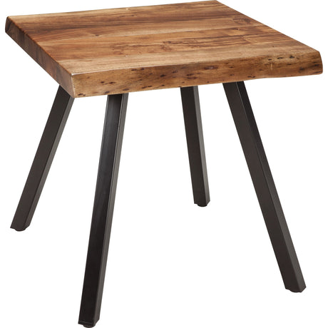 Reese Live Edge Solid Wood Metal Leg End Table in Natural Acacia by Modus Furniture at Eve Furniture