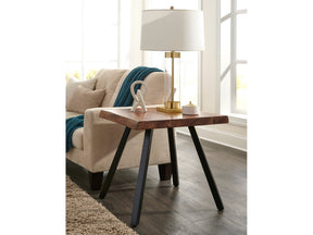Reese Live Edge Solid Wood Metal Leg End Table in Natural Acacia by Modus Furniture at Eve Furniture