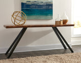 Reese Natural Acacia Live Edge Solid Wood Metal Leg Console Table by Modus Furniture at Eve Furniture
