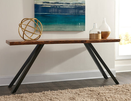 Reese Natural Acacia Live Edge Solid Wood Metal Leg Console Table by Modus Furniture at Eve Furniture