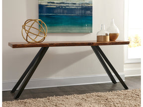 Reese Natural Acacia Live Edge Solid Wood Metal Leg Console Table by Modus Furniture at Eve Furniture