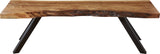 Reese Natural Acacia Live Edge Solid Wood Metal Leg Dining Bench by Modus Furniture at Eve Furniture