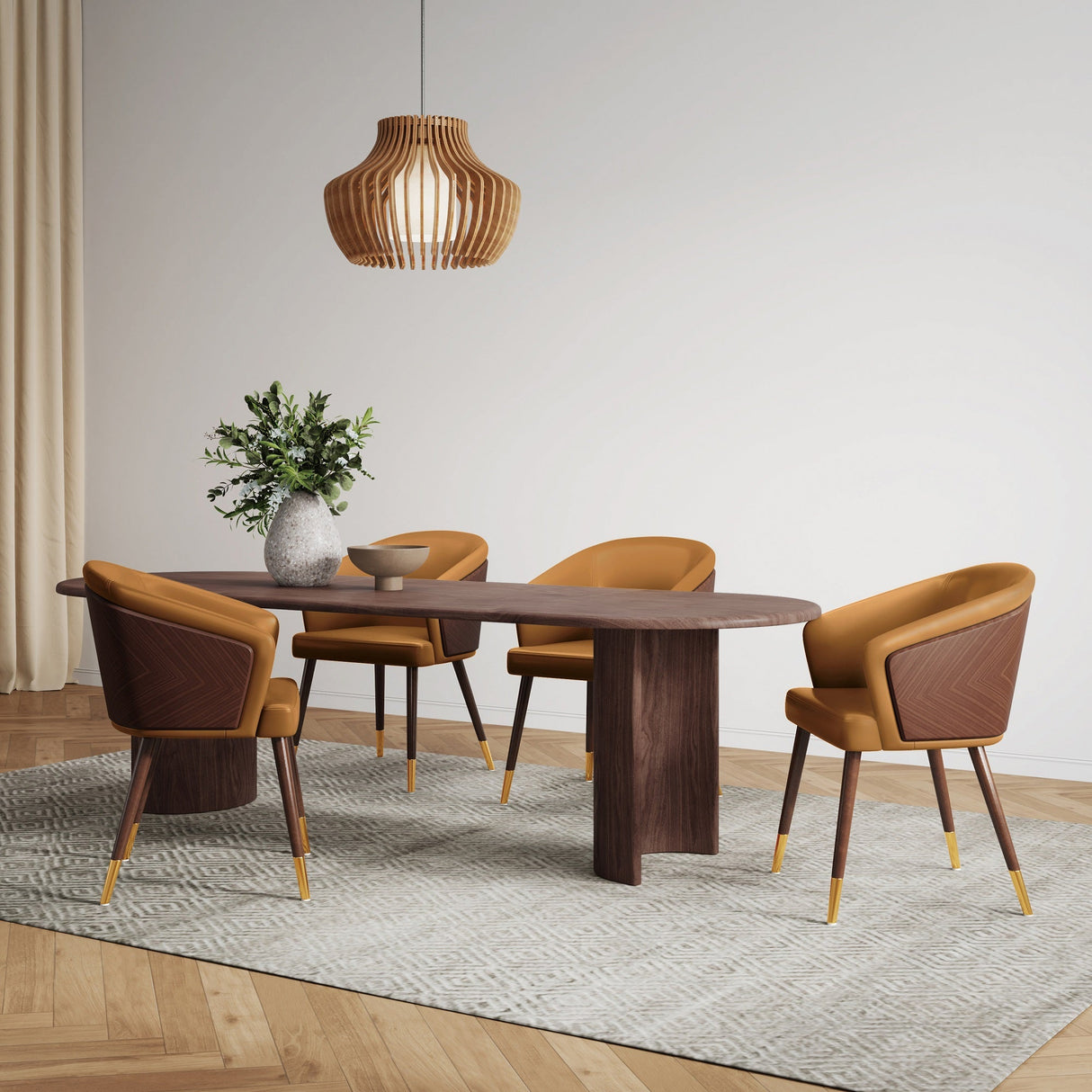 Reeva Dining Chair in Walnut and Camal by Manhattan Comfort at Eve Furniture