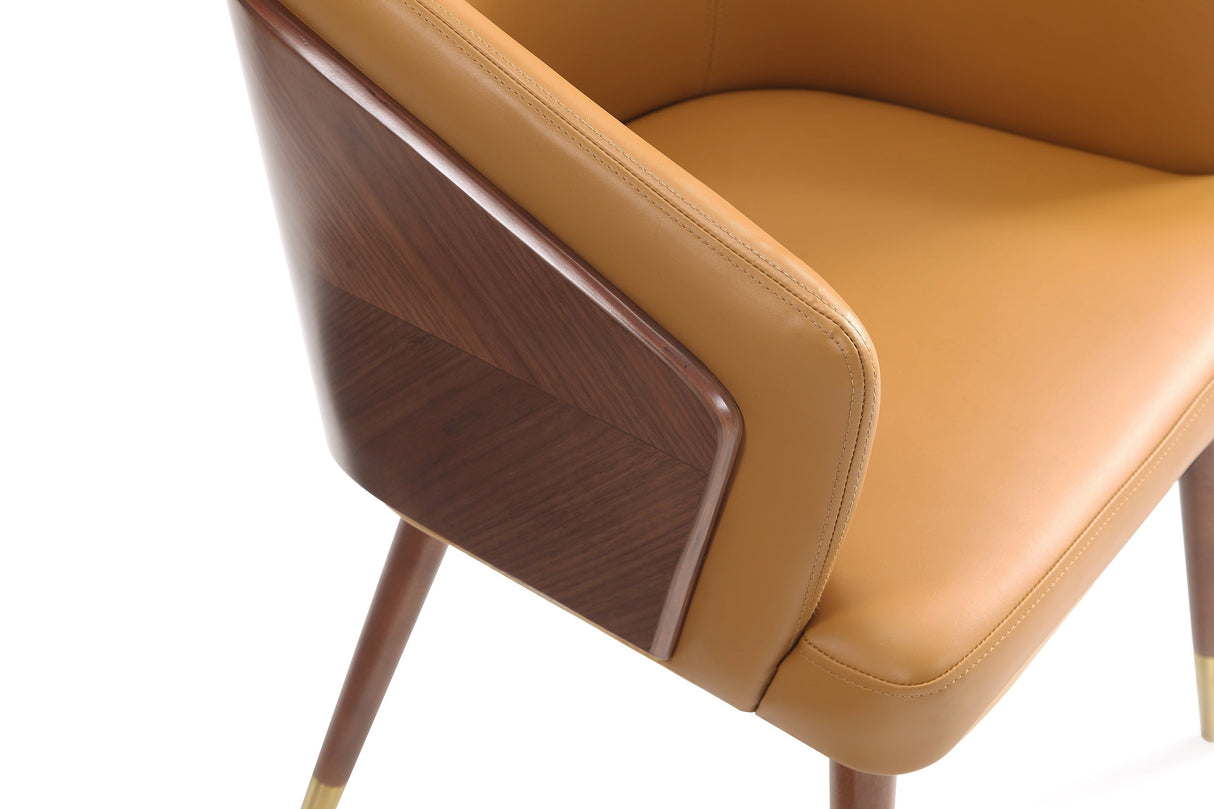 Reeva Dining Chair in Walnut and Camal by Manhattan Comfort at Eve Furniture