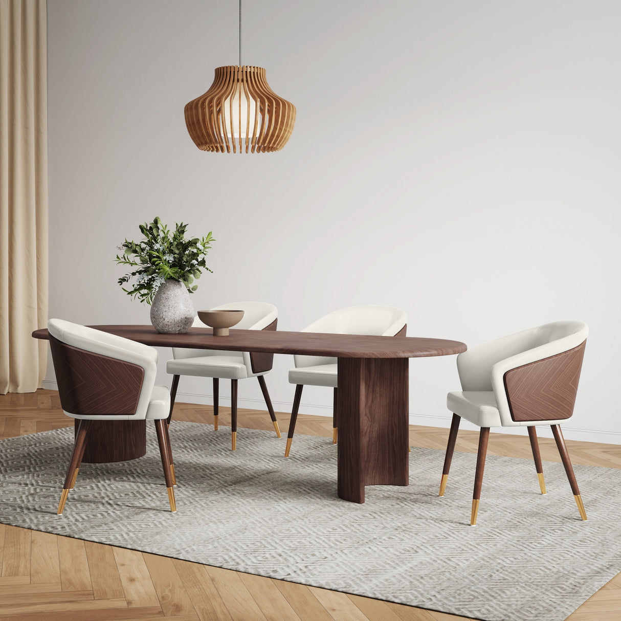 Reeva Dining Chair in Walnut and Cream by Manhattan Comfort at Eve Furniture