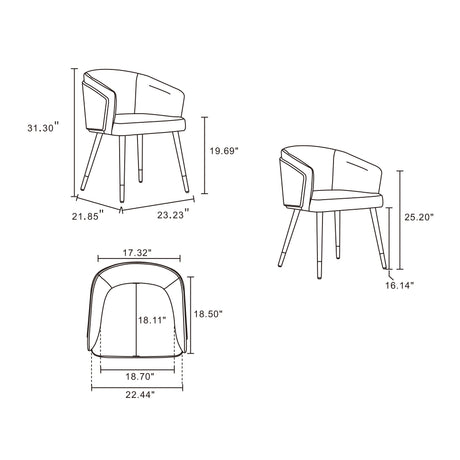 Reeva Dining Chair in Walnut and Cream by Manhattan Comfort at Eve Furniture