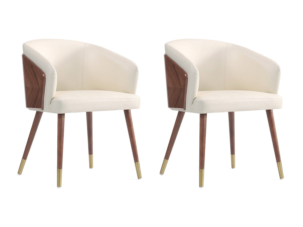 Reeva Dining Chair in Walnut and Cream (set of 2) by Manhattan Comfort at Eve Furniture