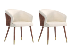 Reeva Dining Chair in Walnut and Cream (set of 2) by Manhattan Comfort at Eve Furniture