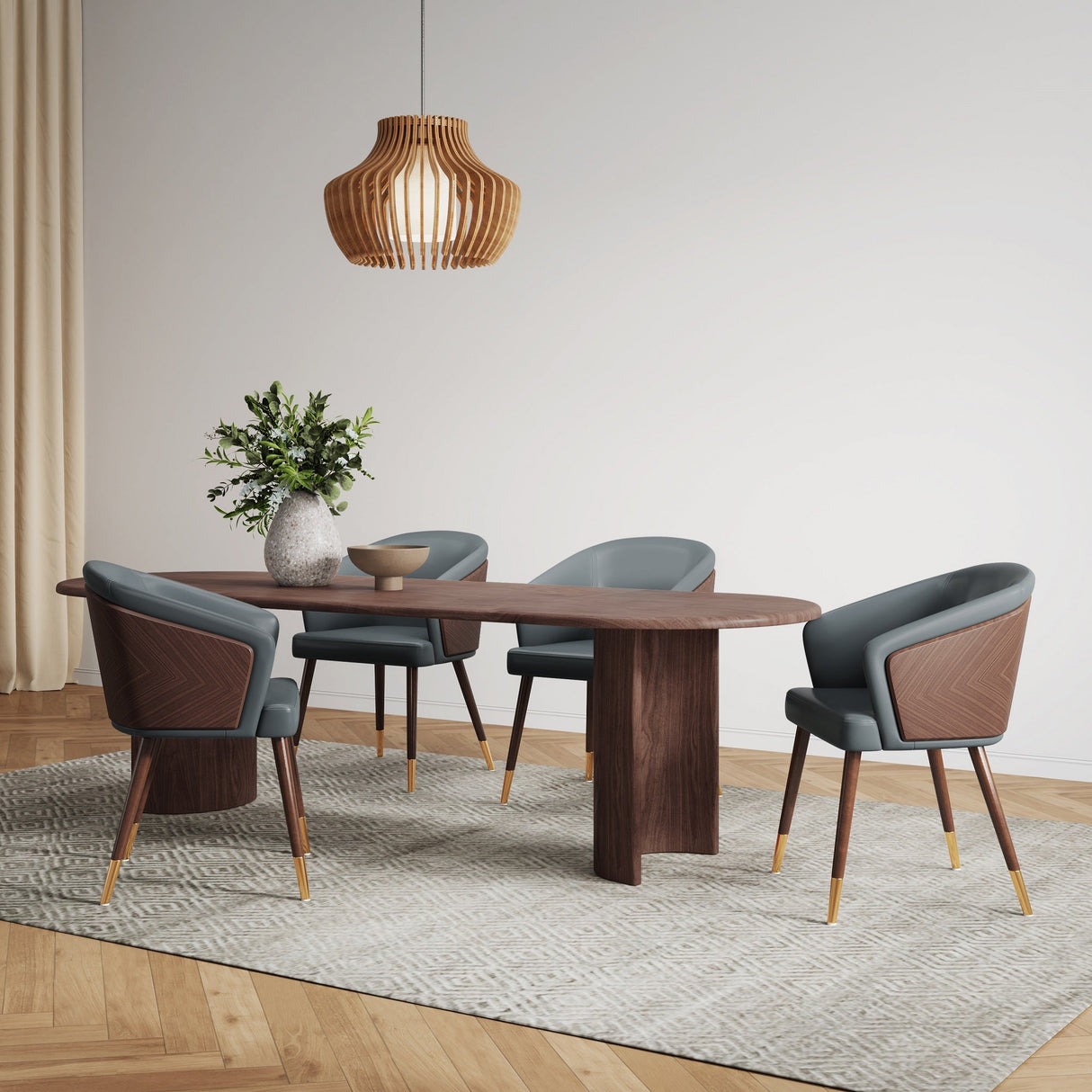 Reeva Dining Chair in Walnut and Graphite Grey by Manhattan Comfort at Eve Furniture