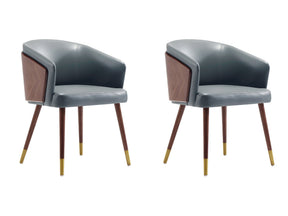 Reeva Dining Chair in Walnut and Graphite Grey (set of 2) by Manhattan Comfort at Eve Furniture