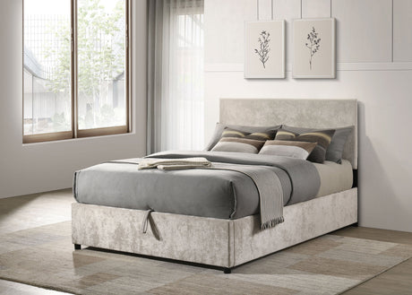 Reeves Beige Upholstered Full Lift-top Storage Platform Bed by Coaster at Eve Furniture
