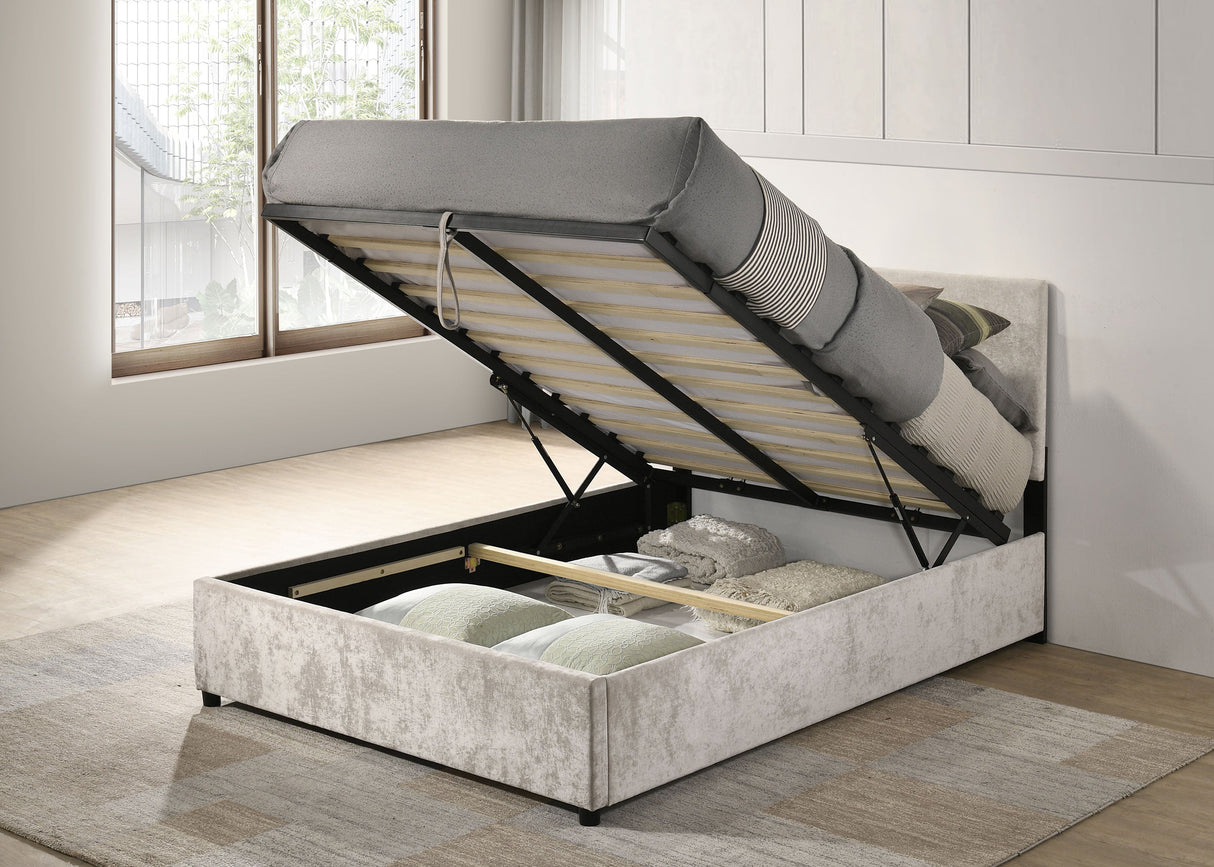 Reeves Beige Upholstered Full Lift-top Storage Platform Bed by Coaster at Eve Furniture