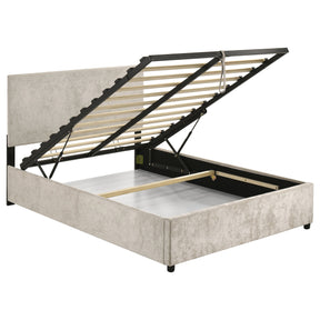 Reeves Beige Upholstered Full Lift-top Storage Platform Bed by Coaster at Eve Furniture