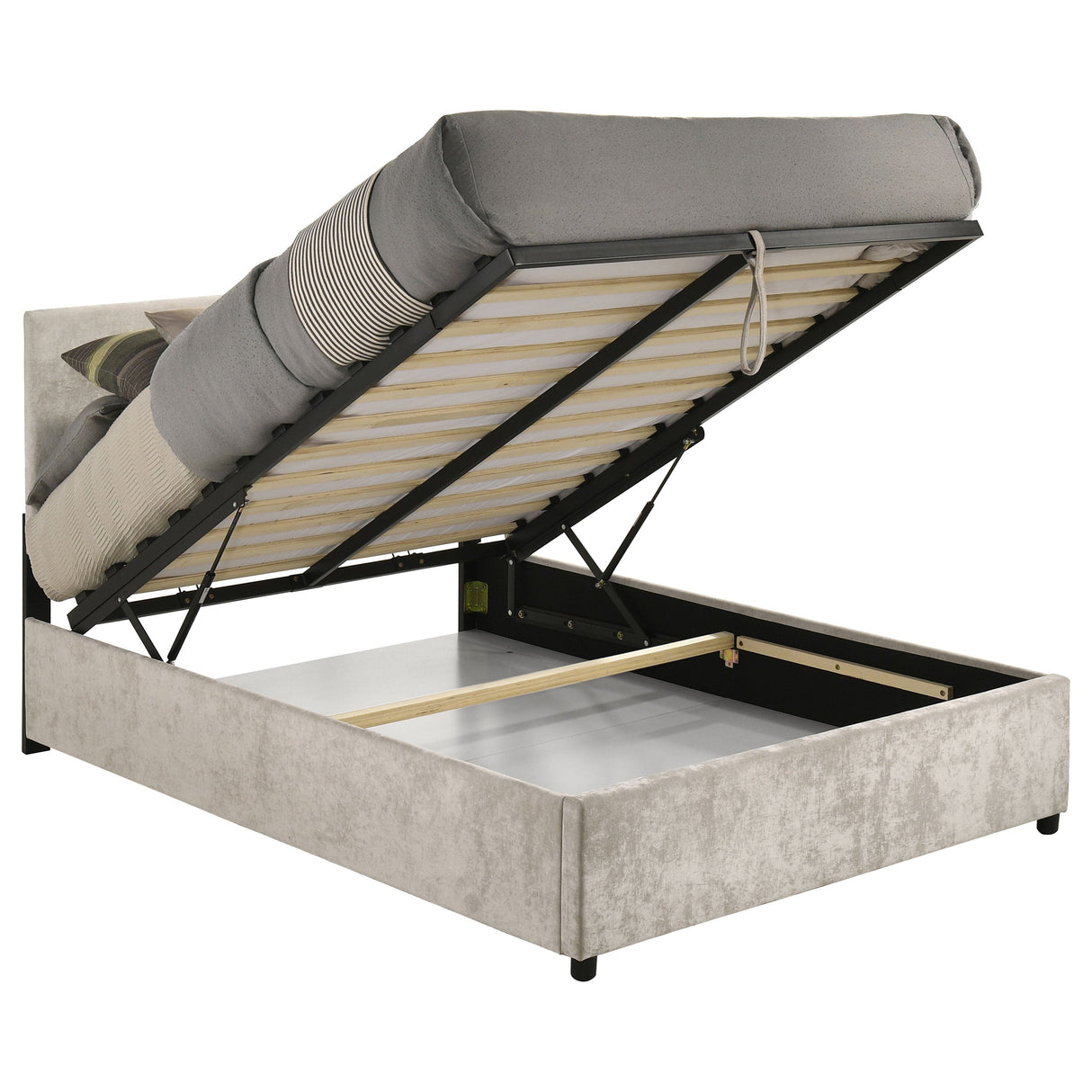 Reeves Beige Upholstered Full Lift-top Storage Platform Bed by Coaster at Eve Furniture