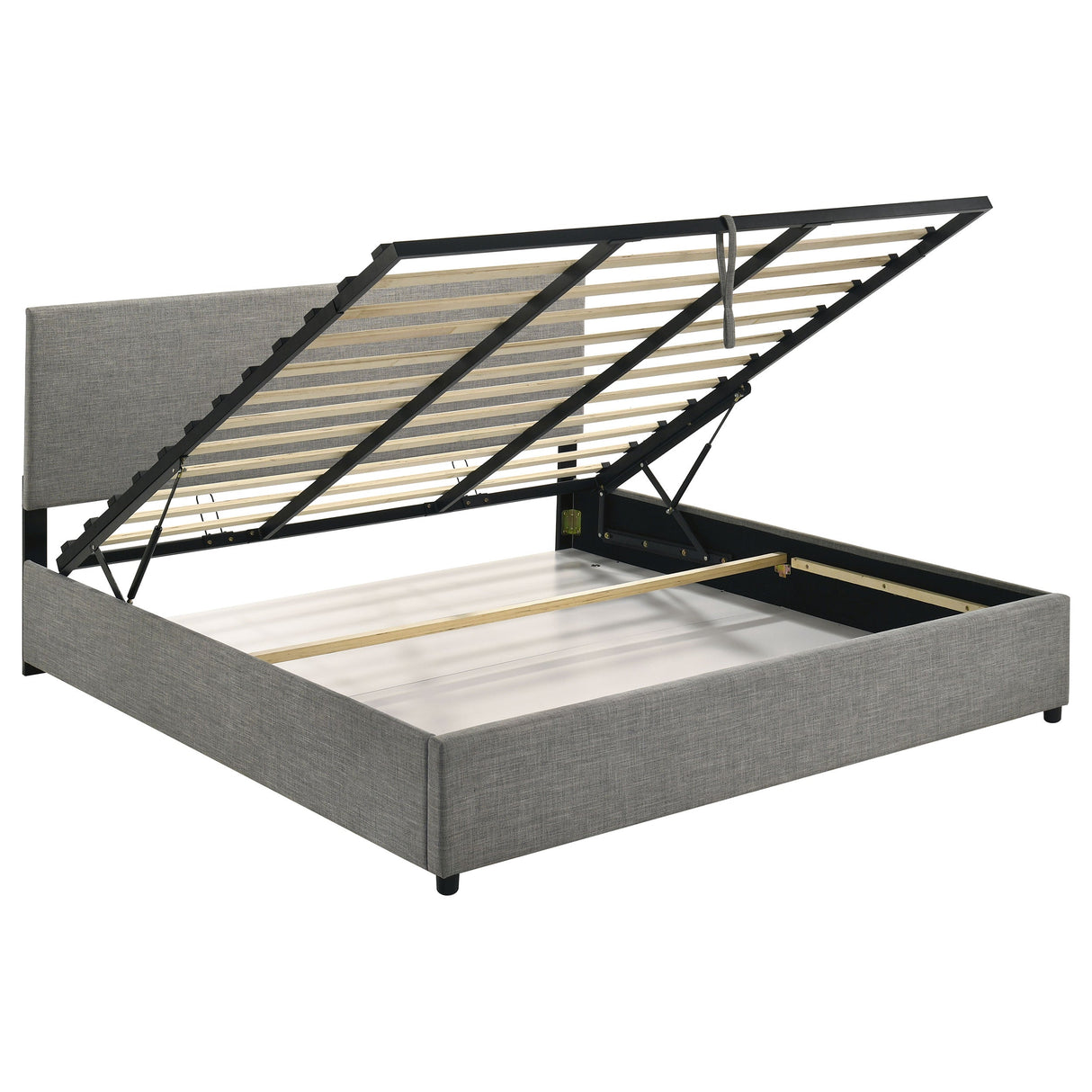 Reeves Grey Upholstered Eastern King Lift-top Storage Platform Bed by Coaster at Eve Furniture
