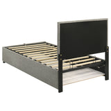 Reeves Grey Upholstered Twin Lift-top Storage Platform Bed by Coaster at Eve Furniture