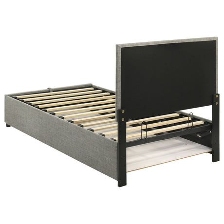 Reeves Grey Upholstered Twin Lift-top Storage Platform Bed by Coaster at Eve Furniture