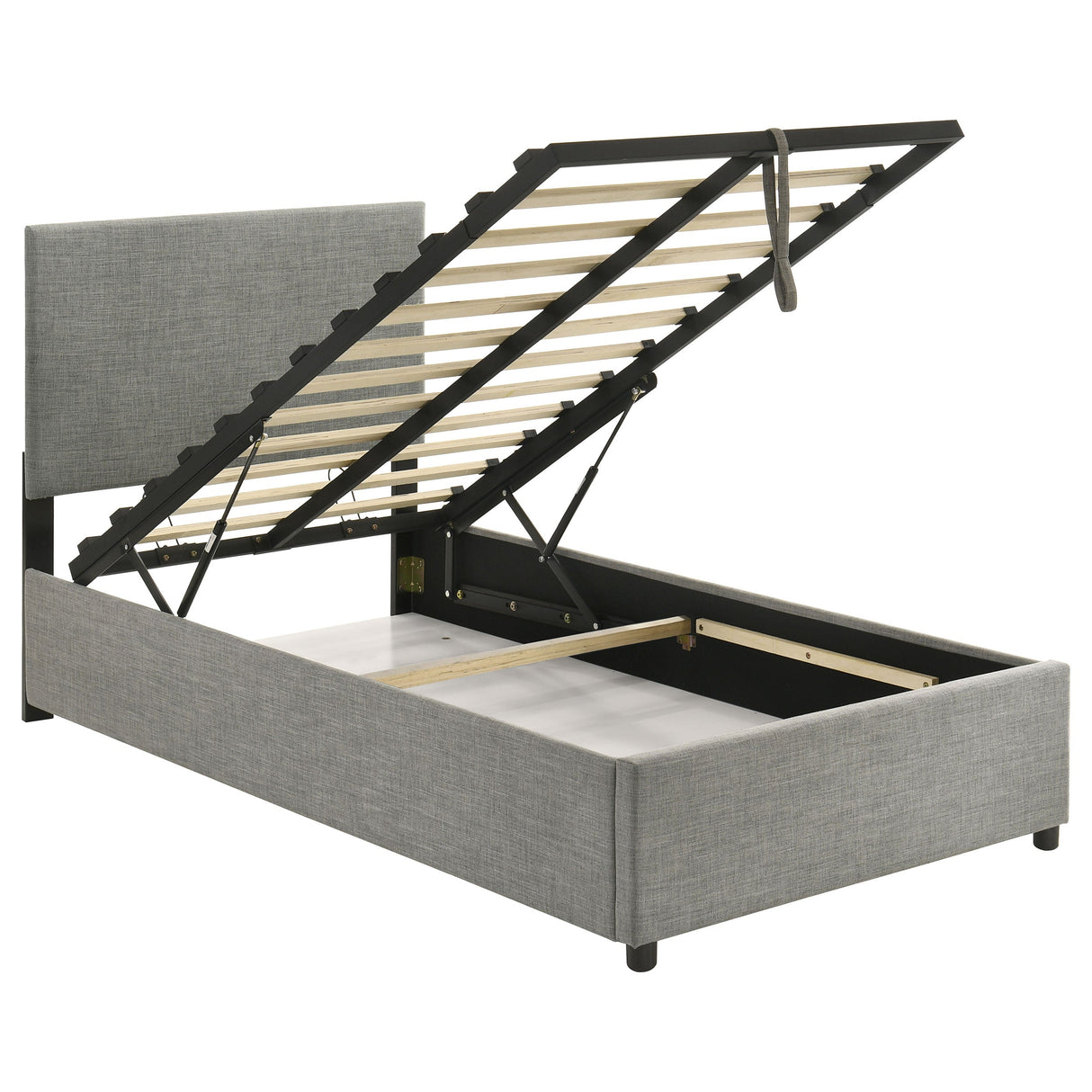 Reeves Grey Upholstered Twin Lift-top Storage Platform Bed by Coaster at Eve Furniture