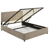 Reeves Tan Upholstered Eastern King Lift-top Storage Platform Bed by Coaster at Eve Furniture