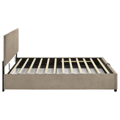 Reeves Tan Upholstered Eastern King Lift-top Storage Platform Bed by Coaster at Eve Furniture