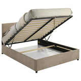 Reeves Tan Upholstered Queen Lift-top Storage Platform Bed by Coaster at Eve Furniture