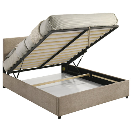 Reeves Tan Upholstered Queen Lift-top Storage Platform Bed by Coaster at Eve Furniture