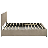 Reeves Tan Upholstered Queen Lift-top Storage Platform Bed by Coaster at Eve Furniture