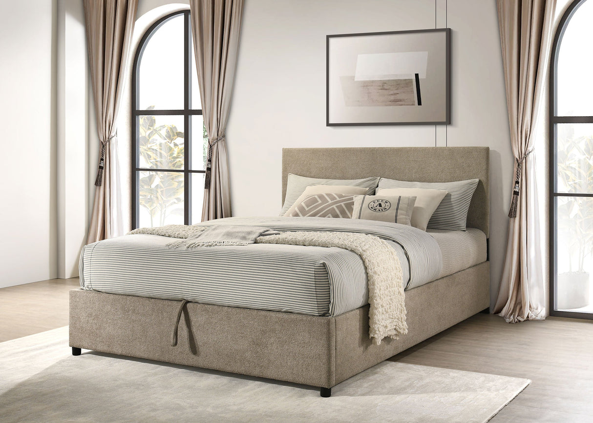 Reeves Tan Upholstered Queen Lift-top Storage Platform Bed by Coaster at Eve Furniture