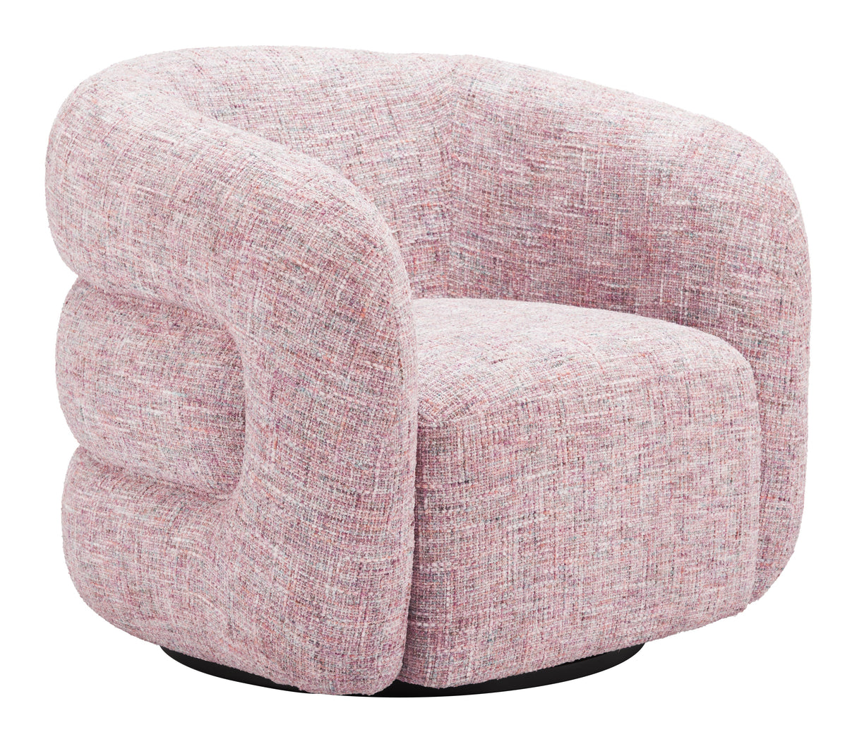 Refine Pink Tweed Swivel Chair by Zuomod at Eve Furniture