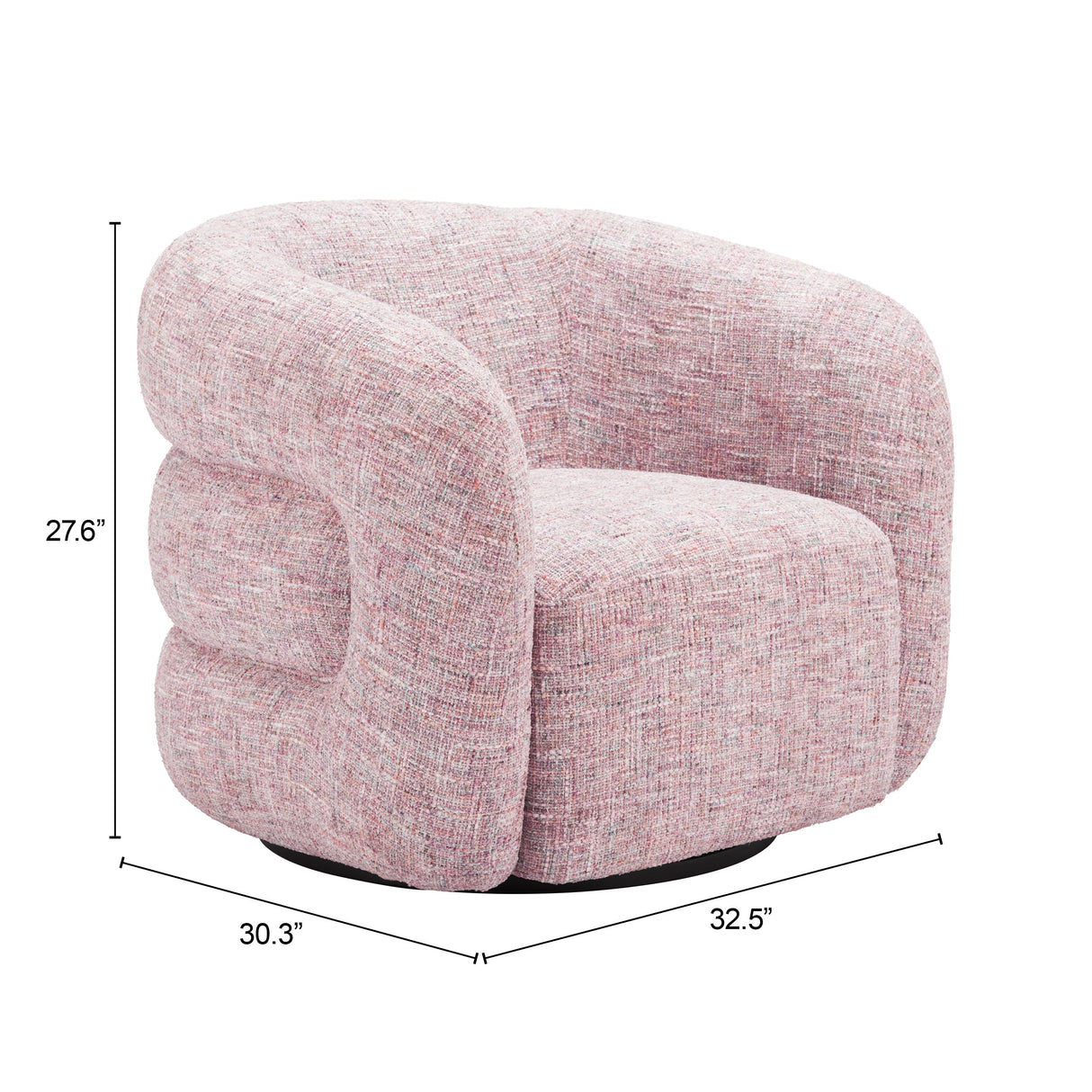 Refine Pink Tweed Swivel Chair by Zuomod at Eve Furniture